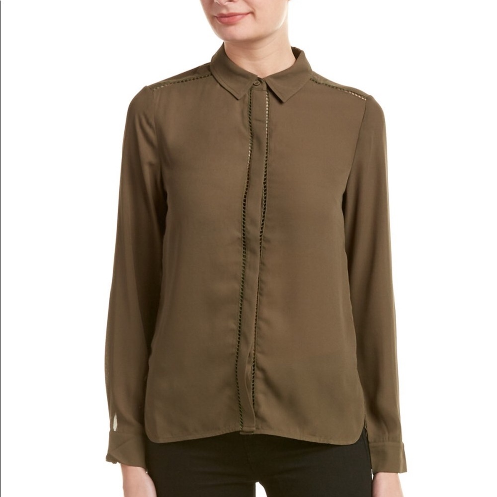 UNIQ Open Ladder Stitch Olive Blouse - Small